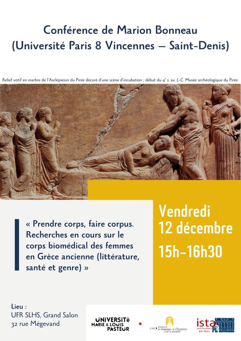 Prendre corps, faire corpus. Recherches en cours sur le corps biomédical des femmes en Grèce ancienne (littérature, santé et genre)